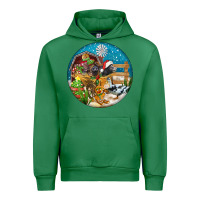 Emerald Christmas  farm animals Urban Hoodie - FaDigitalArtStudio