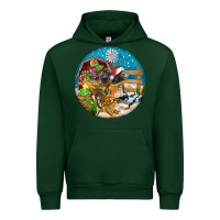 Forest Green Christmas  farm animals Urban Hoodie - FaDigitalArtStudio