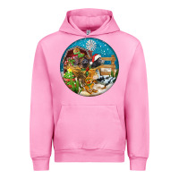 Fuchsia Pink Christmas  farm animals Urban Hoodie - FaDigitalArtStudio