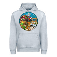 Heather Grey Christmas  farm animals Urban Hoodie - FaDigitalArtStudio