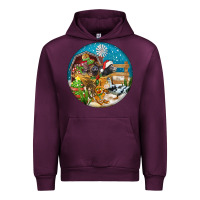 Mauve Wine Christmas  farm animals Urban Hoodie - FaDigitalArtStudio