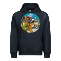 Navy Christmas  farm animals Urban Hoodie - FaDigitalArtStudio