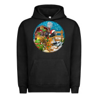 Pigment Black Christmas  farm animals Urban Hoodie - FaDigitalArtStudio