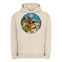 Pigment French Oak Christmas  farm animals Urban Hoodie - FaDigitalArtStudio