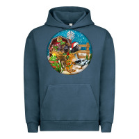Pigment Midnight Navy Christmas  farm animals Urban Hoodie - FaDigitalArtStudio