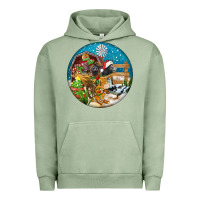 Pigment Oil Green Christmas  farm animals Urban Hoodie - FaDigitalArtStudio
