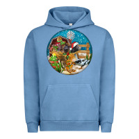 Pigment Pebble Blue Christmas  farm animals Urban Hoodie - FaDigitalArtStudio