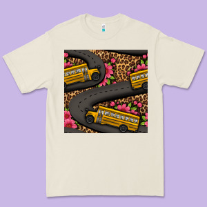 Flower Leopard School Bus Seamless Pattern Premium Tee Designed By Bundleandbundleshop