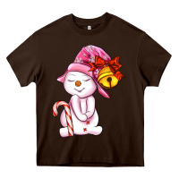 Chocolate Brown winter pink snowman Heavy Core Tee - AdoDesignShop