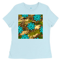 Baby Blue camouflage leopard gemstone seamless pattern Ladies Tee - BundleAndBundleShop