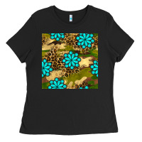 Black camouflage leopard gemstone seamless pattern Ladies Tee - BundleAndBundleShop