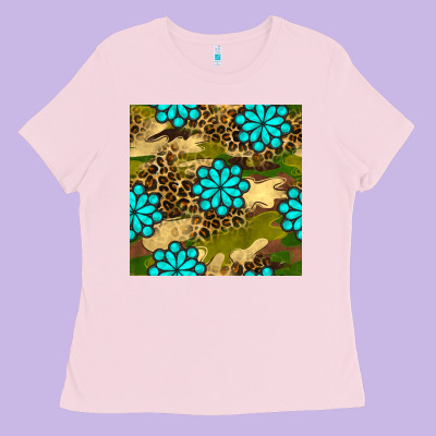 Camouflage Leopard Gemstone Seamless Pattern Ladies Tee Designed By Bundleandbundleshop