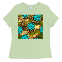 Matcha camouflage leopard gemstone seamless pattern Ladies Tee - BundleAndBundleShop