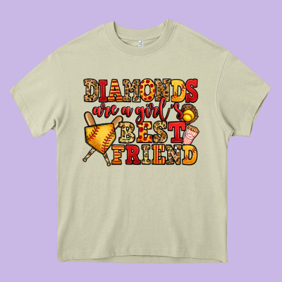 Diamonds Are A Girl's Best Friend Softball Heavy Core Tee Designed By Jasminsmagicworld