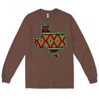 Chestnut Texas Map With Aztec Background Long Sleeve Tee - JahusDesignShop