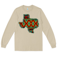 Mushroom Texas Map With Aztec Background Long Sleeve Tee - JahusDesignShop
