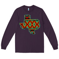 Plum Texas Map With Aztec Background Long Sleeve Tee - JahusDesignShop