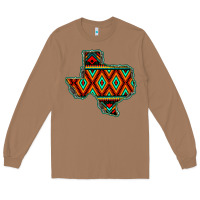 Texas Map With Aztec Background Long Sleeve Tee | Teevron