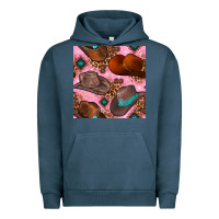 Pigment Midnight Navy western cowboy hat seamless pattern Urban Hoodie - BundleAndBundleShop