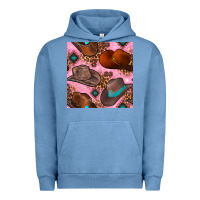 Pigment Pebble Blue western cowboy hat seamless pattern Urban Hoodie - BundleAndBundleShop