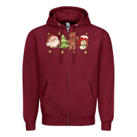 Burgundy Christmas gingerbread cookies Zipper Hoodie - texasbilliewilder