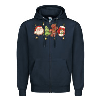 Navy Christmas gingerbread cookies Zipper Hoodie - texasbilliewilder