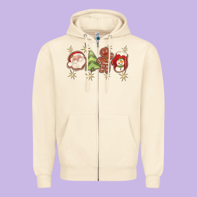 Christmas Gingerbread Cookies Zipper Hoodie Designed By Texasbilliewilder