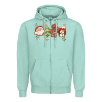 Seafoam Christmas gingerbread cookies Zipper Hoodie - texasbilliewilder