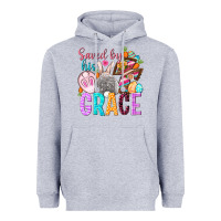Heather Grey Saved by his grace Easter Day Heavyweight Hoodie - HowdyJamesFarm