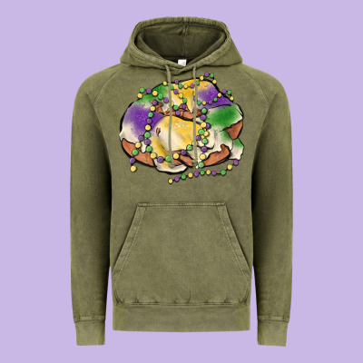 Mardi Gras King Cake Vintage Hoodie Designed By Maliassmallbusiness