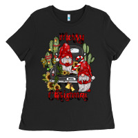 Black farm truck,merry christmas gnome Ladies Tee - JahusDesignShop