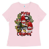 Bubblegum Pink farm truck,merry christmas gnome Ladies Tee - JahusDesignShop
