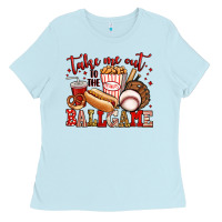 Baby Blue take me out to the ball game baseball Ladies Tee - Jasminsmagicworld
