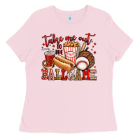 Bubblegum Pink take me out to the ball game baseball Ladies Tee - Jasminsmagicworld