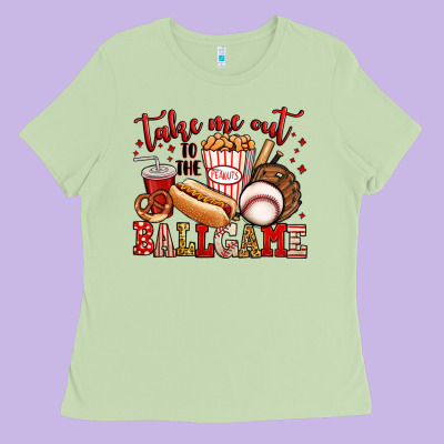 Take Me Out To The Ball Game Baseball Ladies Tee Designed By Jasminsmagicworld