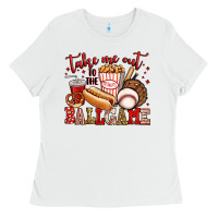 White take me out to the ball game baseball Ladies Tee - Jasminsmagicworld
