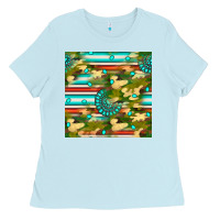 Baby Blue camouflage serape gemstone seamless pattern Ladies Tee - BundleAndBundleShop