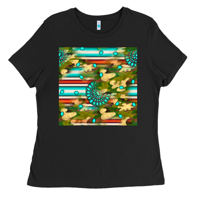 Camouflage Serape Gemstone Seamless Pattern Ladies Tee by BundleAndBundleShop | Teevron