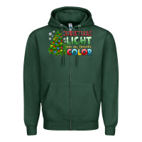 Sports Green Christmas light are my favorite color Zipper Hoodie - NancyCooperArtShop