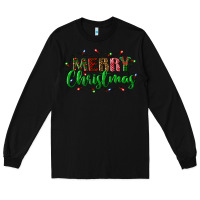 Black merry christmas Long Sleeve Tee - BundleAndBundleShop