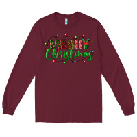 Burgundy merry christmas Long Sleeve Tee - BundleAndBundleShop