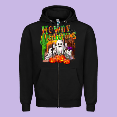 Howdy Ghouls Zipper Hoodie Designed By Nancycooperartshop