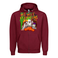 Burgundy Howdy ghouls Zipper Hoodie - NancyCooperArtShop