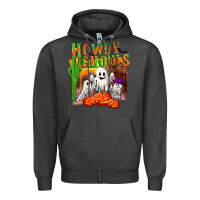 Charcoal Heather Howdy ghouls Zipper Hoodie - NancyCooperArtShop