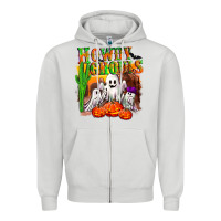 Dove Grey Howdy ghouls Zipper Hoodie - NancyCooperArtShop