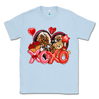 Dusty Blue xo xo with leopard and cowhide heart Classic Tee - NancyCooperArtShop