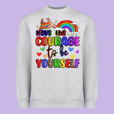 Courage To Be Yourself Rainbow Message Heavyweight Sweatshirt Designed By Lillyallendesigns