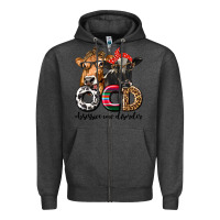Charcoal Heather OCD Obsessive Cow Disorder Zipper Hoodie - texasbilliewilder