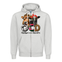 Dove Grey OCD Obsessive Cow Disorder Zipper Hoodie - texasbilliewilder