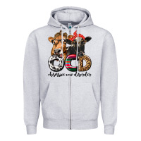 Heather Grey OCD Obsessive Cow Disorder Zipper Hoodie - texasbilliewilder